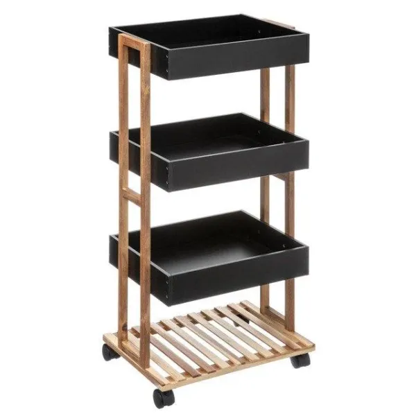 5five Simply Smart — 4-tier rolling shelf, 30 × 41 × 88 cm, black