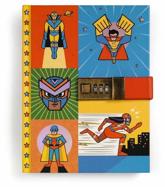 Djeco secret notebook with code — Superheroes