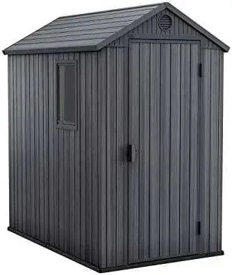 Keter Darwin 4×6 garden storage shed — grey