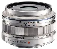 Olympus M.Zuiko Digital 17 mm f/1.8 lens — silver