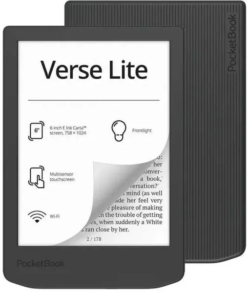 PocketBook Verse Lite — 6″ e-reader, 8 GB, midnight grey