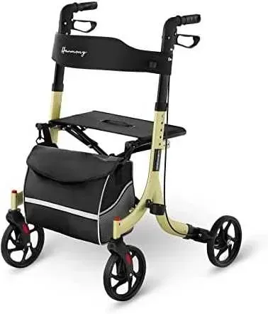 Uniprodo rollator with seat and shopping basket — up to 136 kg, gold